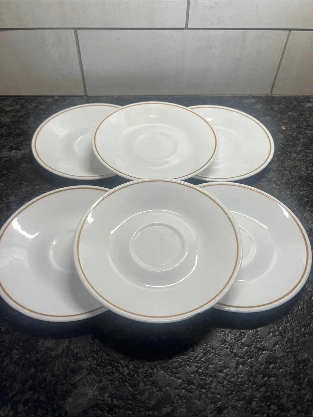 Corelle Indian Summer Classic White Saucer Set with brown Rim - Pack of 6
